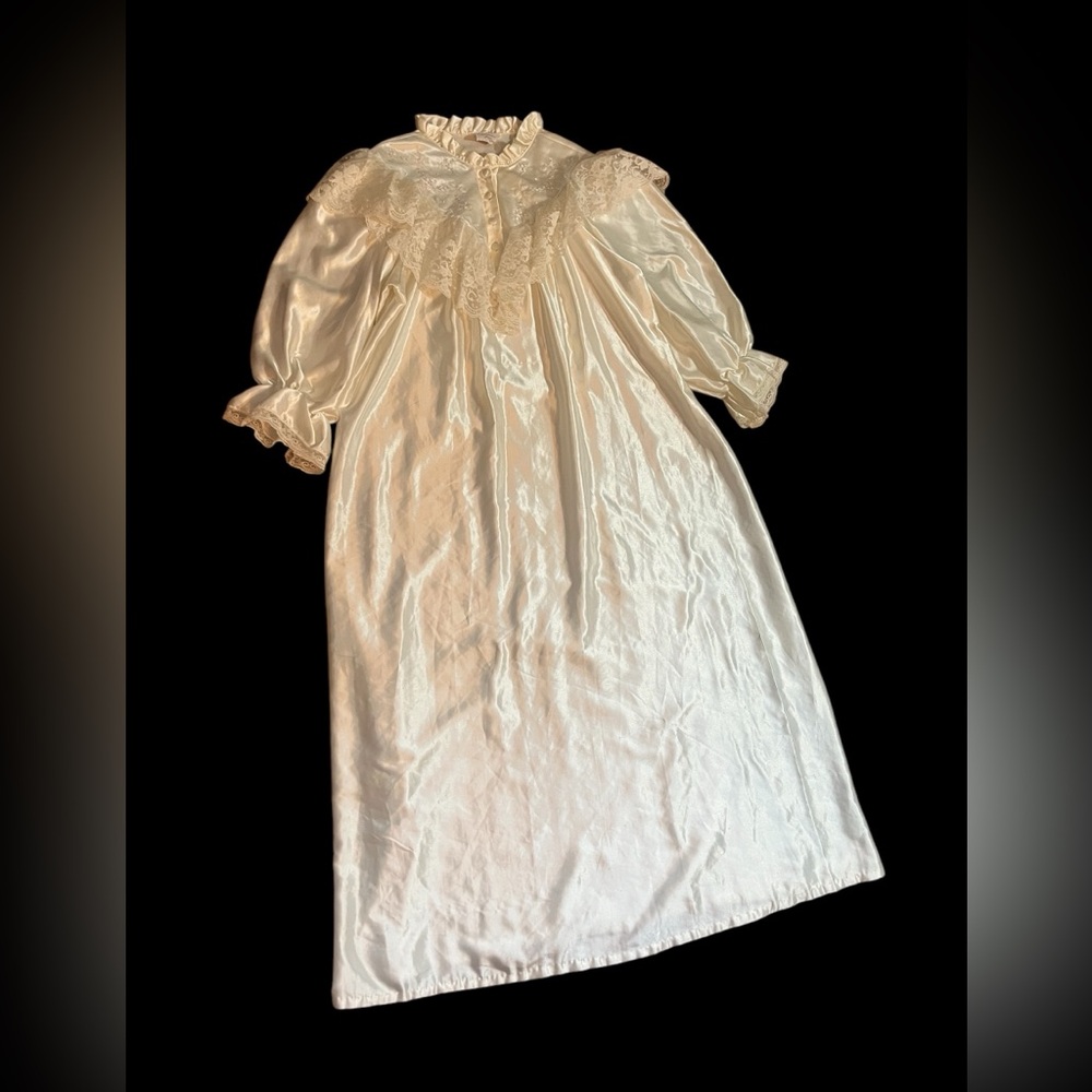 Elegant Cream Nightgown with Lace Details